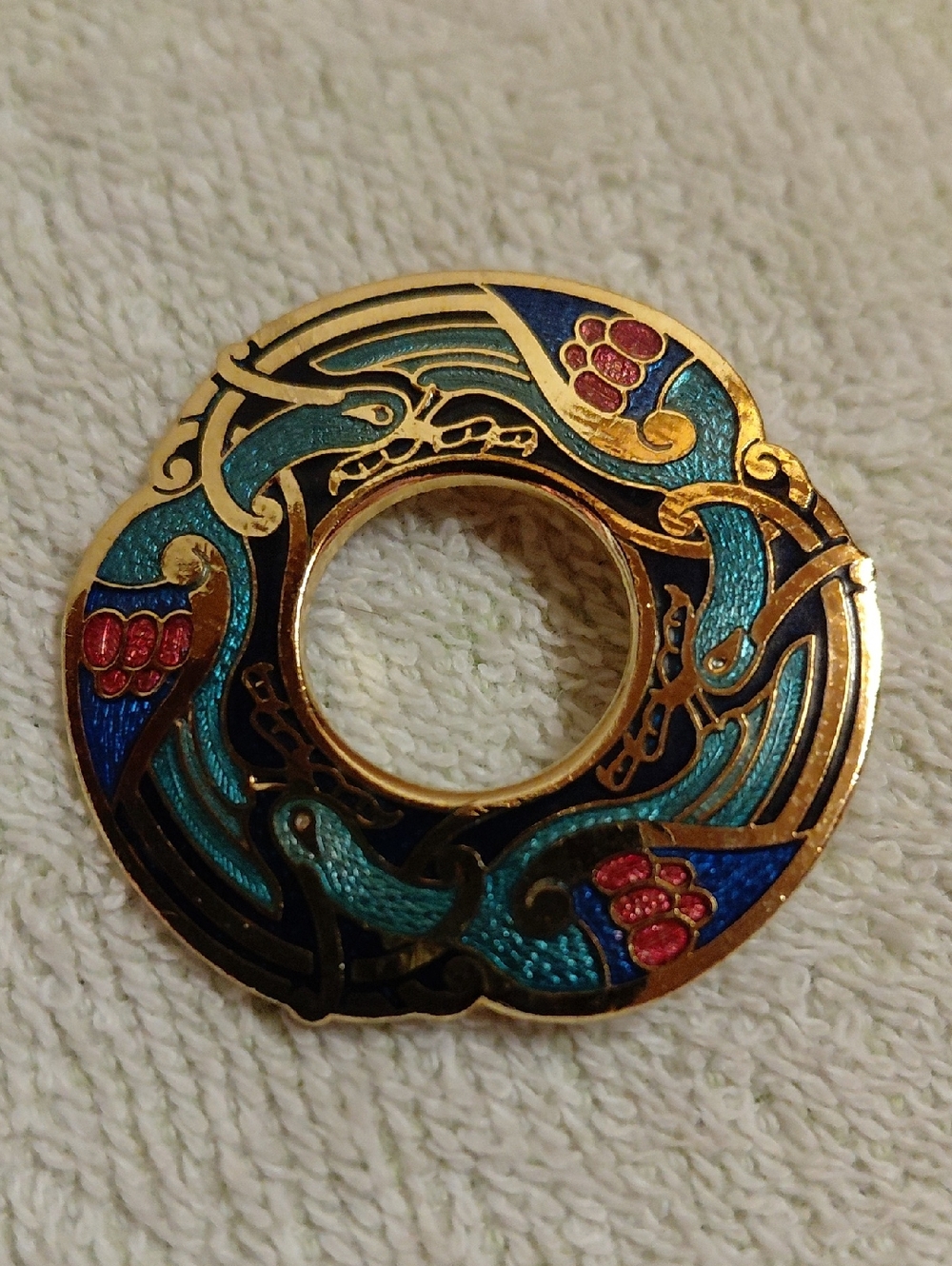 Celtic Sea Gems Vintage Lapel Brooch Pin, Signed, Peacocks